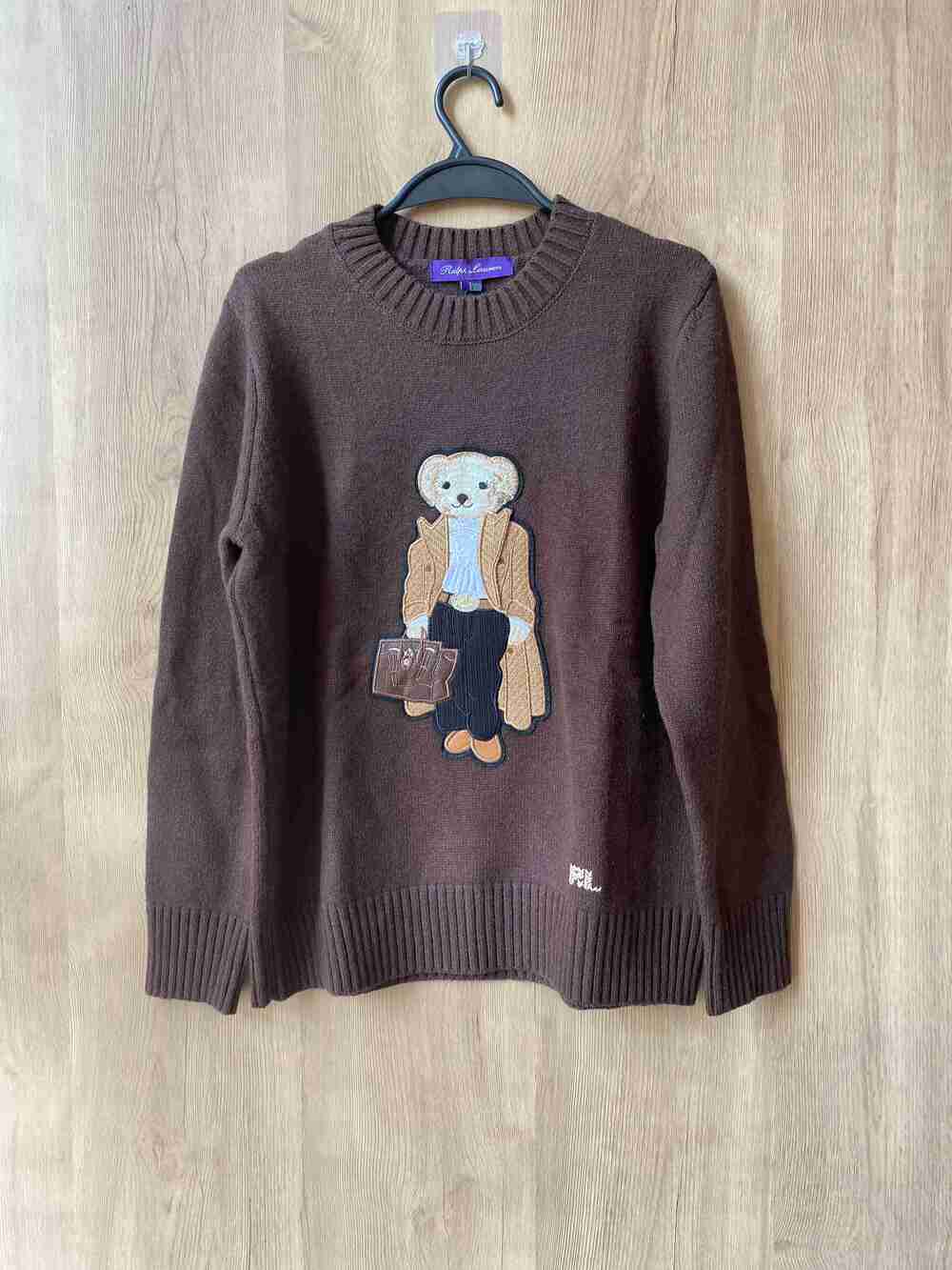 POLO RALPH LAUREN Purple Label Stylish Bear Crewneck Sweater